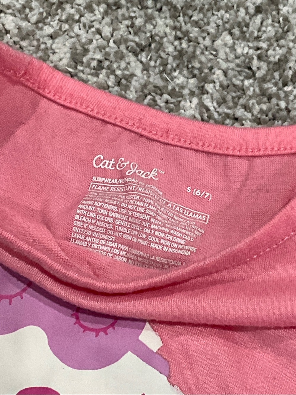 Cat & Jack Pink Puppy and Purple Moon Girls Pajama Set - Picture 6 of 6